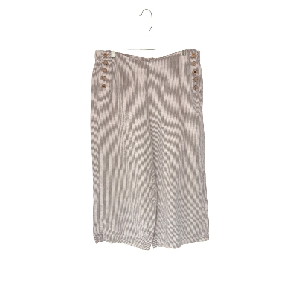 J. Jill Love Linen Stretch Cropped Pants Striped Lagenlook Coastal Medium Petite